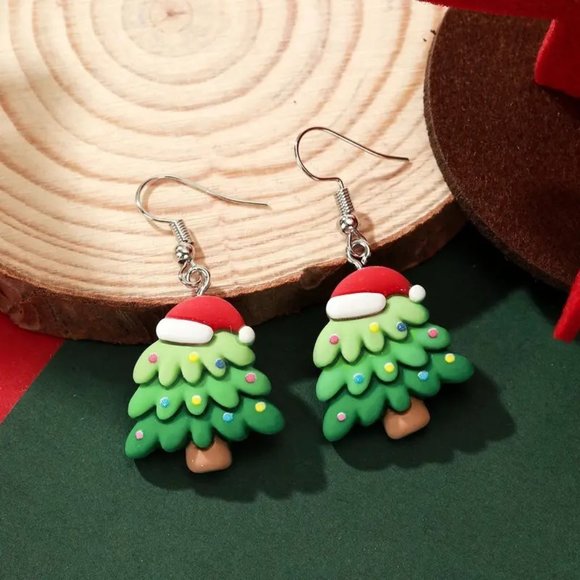 3/$12~Christmas Tree Earrings - Picture 1 of 3